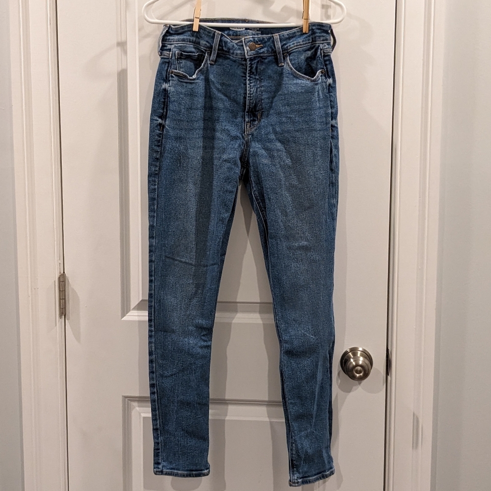 Old Navy High-Waisted Rockstar Super-Skinny Jeans (Dark Wash, Size 8)